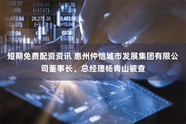短期免费配资资讯 惠州仲恺城市发展集团有限公司董事长、总经理杨青山被查